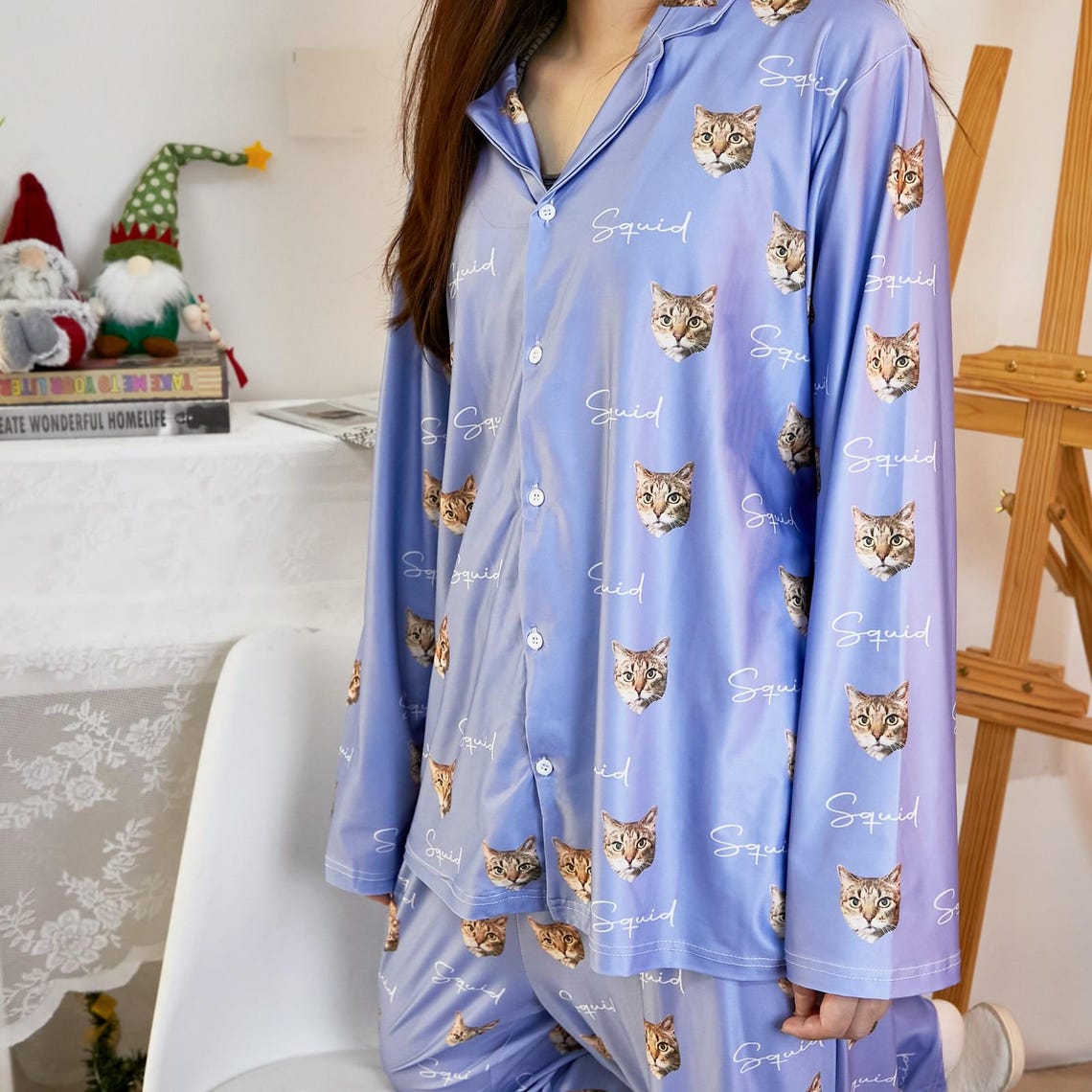 Custom Pet Face Pajamas Set Christmas Gift For Pet Lovers