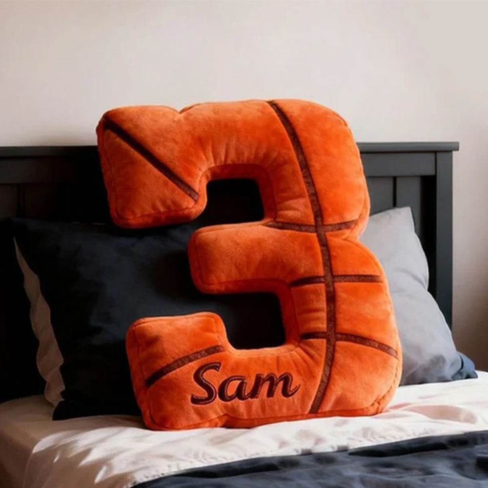 Personalized Basketball Themed Number Pillow with Custom Name for Basketball Fans and Players