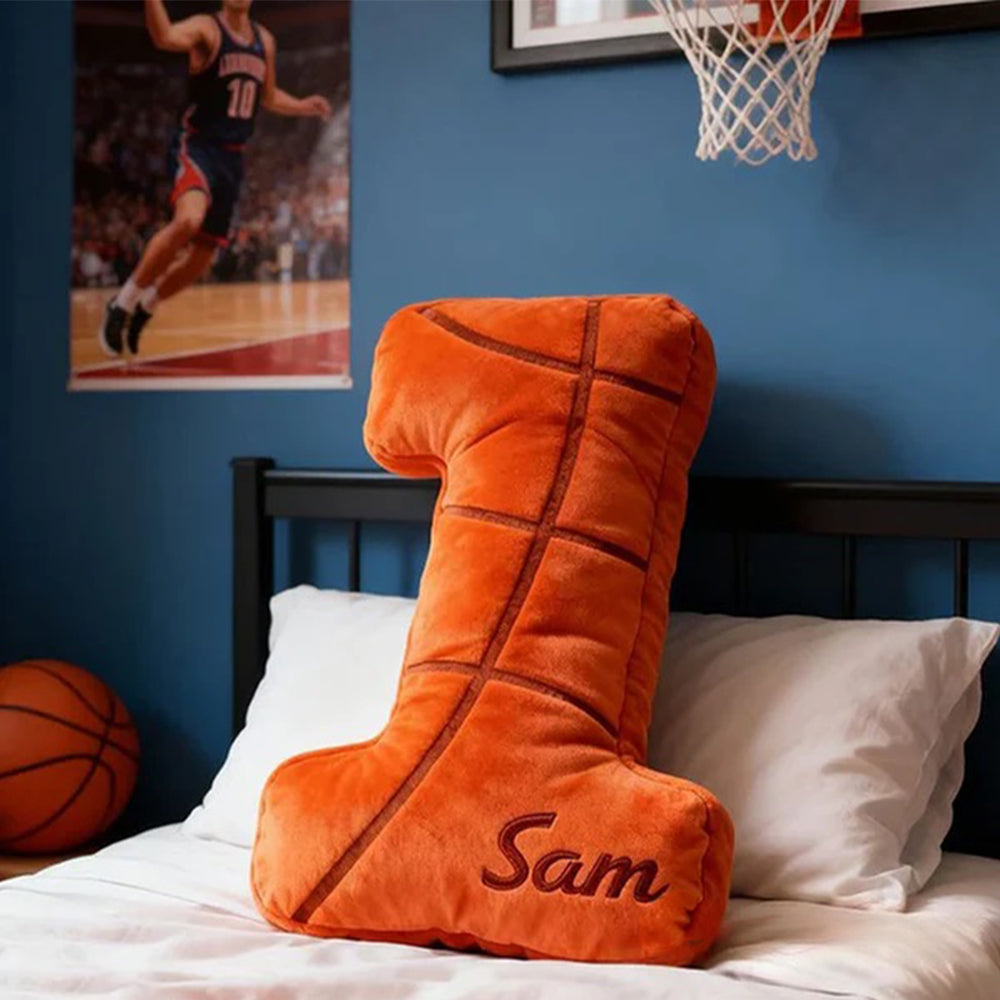 Personalized Basketball Themed Number Pillow with Custom Name for Basketball Fans and Players