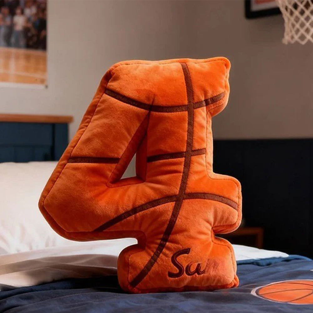 Personalized Basketball Themed Number Pillow with Custom Name for Basketball Fans and Players