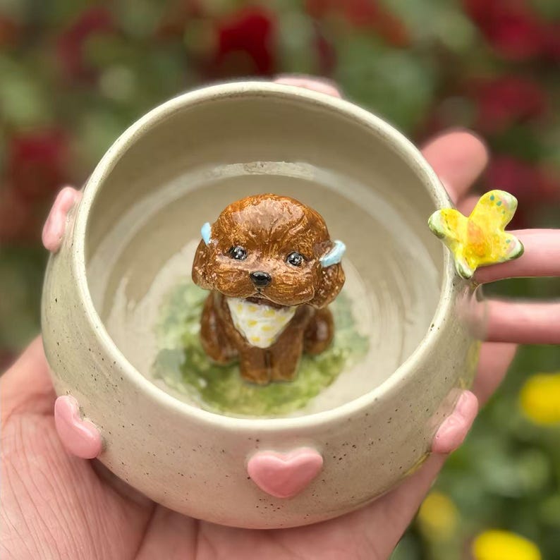 Personalized Handcrafted Pet Figure Mug Custom Cat and Dog Ceramic Coffee Mug Gift for Pet Lovers