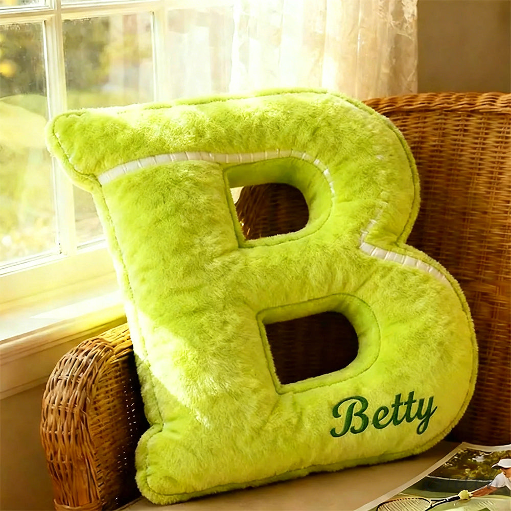 Personalized Tennis Letter Shaped Pillow with Custom Name Gift for Sport Fans Tennis Lovers