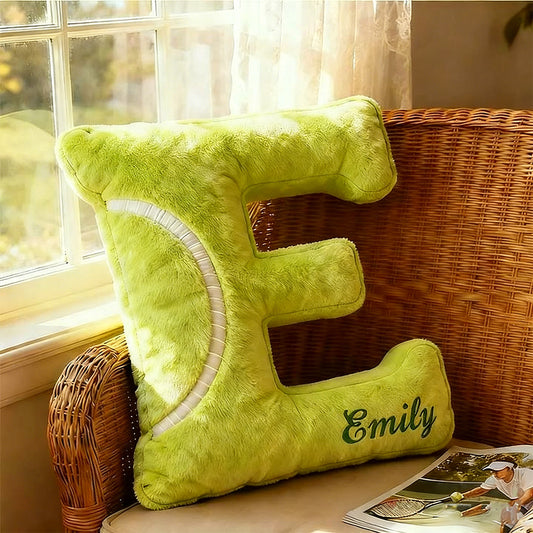 Personalized Tennis Letter Shaped Pillow with Custom Name Gift for Sport Fans Tennis Lovers