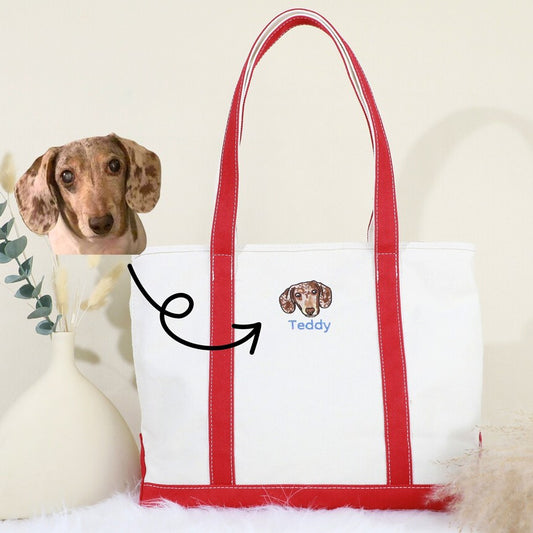 Sac fourre-tout en velours côtelé brodé personnalisé pour animaux de compagnie – Cadeau unique pour les amoureux des chiens ou des chats