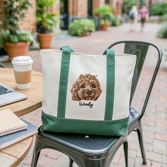 Sac fourre-tout en velours côtelé brodé personnalisé pour animaux de compagnie – Cadeau unique pour les amoureux des chiens ou des chats