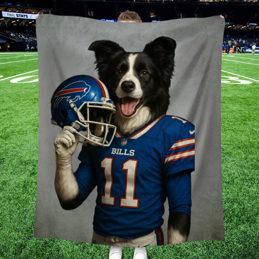 Couverture personnalisée avec portrait d'animal de compagnie de l'équipe NFL – Cadeau personnalisé pour les fans de football américain, pour les amoureux des chiens et des chats 