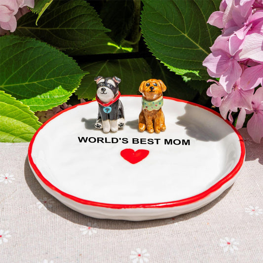 Custom Dog Cat Figurine Jewelry Dish Gift For Pet Parents Dog Mom/Dad Chrismas Keepsake Gift