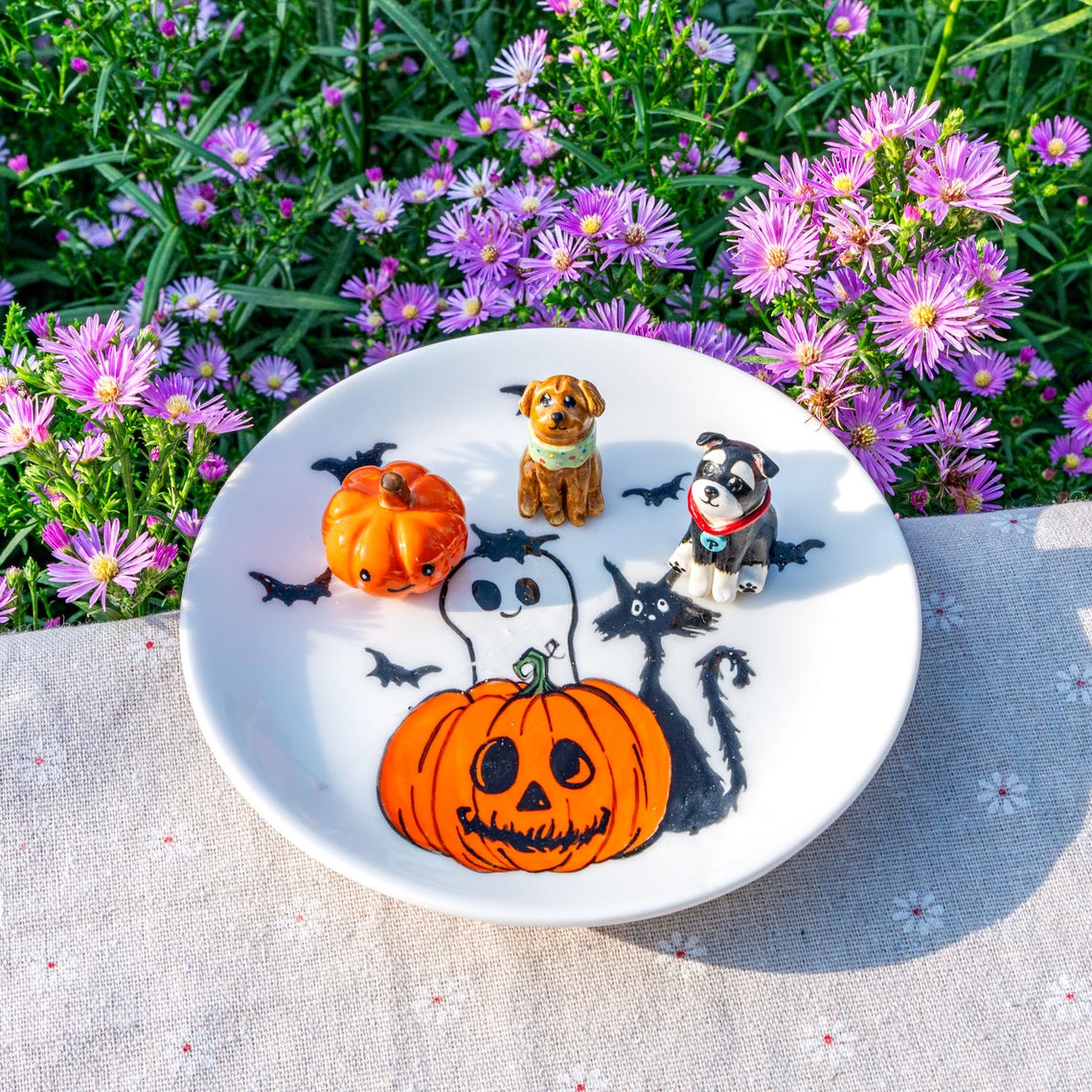Custom Dog Cat Figurine Jewelry Ring Dish Gift For Pet Lovers Halloween Keepsake Gift
