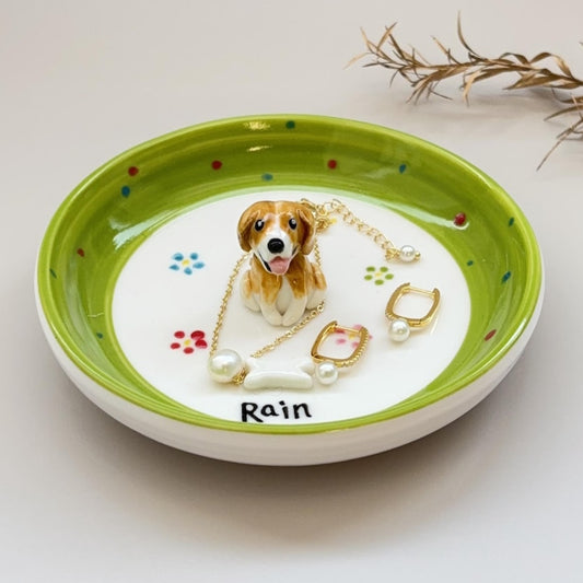Custom Dog Cat Figurine Jewelry Dish with Name Gift For Pet Lovers Chrismas Keepsake Gift