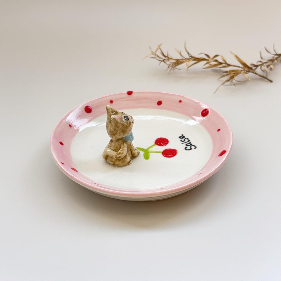 Custom Dog Cat Figurine Jewelry Dish with Name Gift For Pet Lovers Chrismas Keepsake Gift