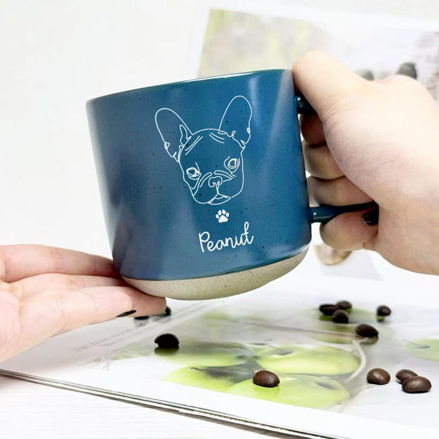 Personalized Dog & Cat Face Portrait Pottery Mug – Custom Pet Mug for Dog Moms, Pet Lovers & Christmas Keepsake