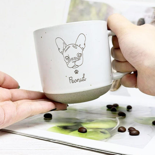 Personalized Dog & Cat Face Portrait Pottery Mug – Custom Pet Mug for Dog Moms, Pet Lovers & Christmas Keepsake