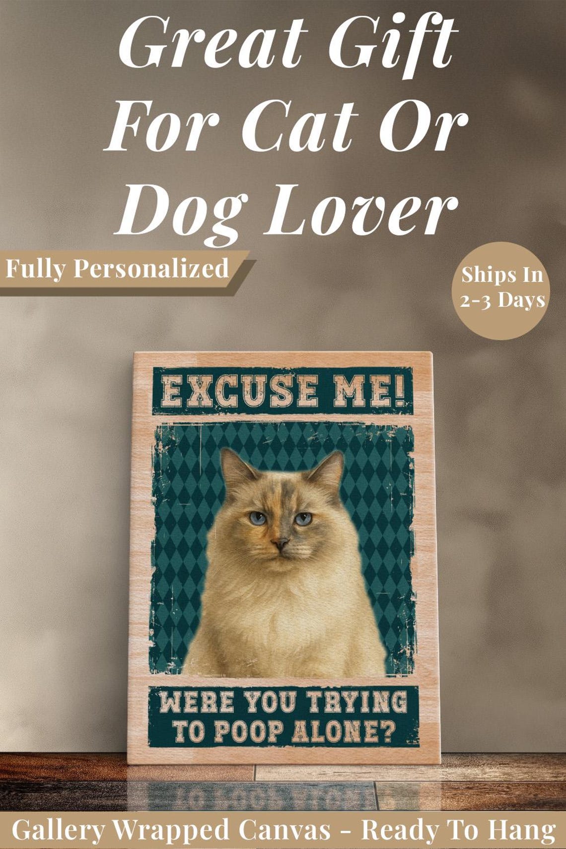 Individueller Aquarell-Haustierporträt-Leinwandrahmen – Perfektes Weihnachtsandenken für Hunde- und Katzenbesitzer