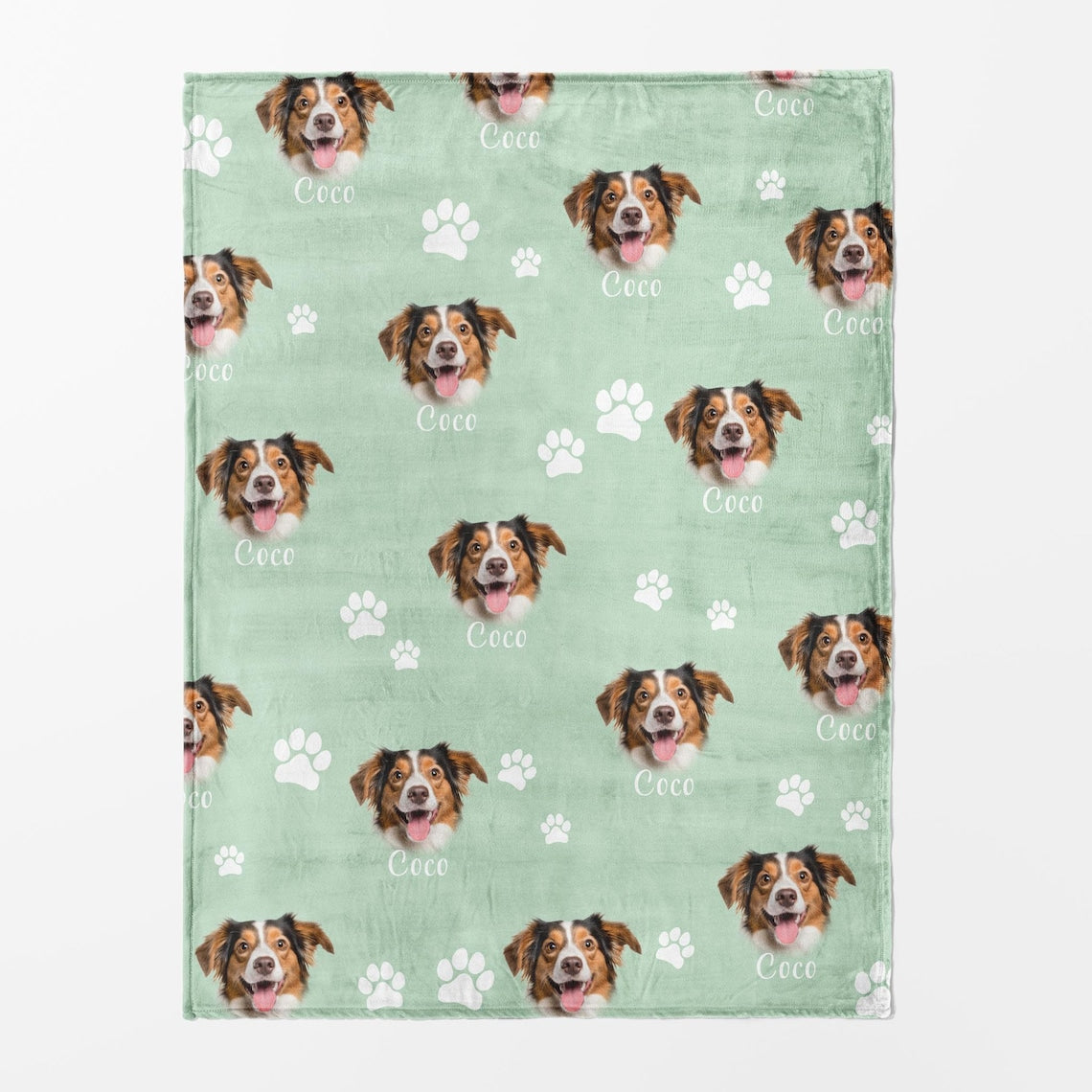 Custom Dog Pet Face Photo Blanket with Name – Personalized Christmas Gift for Pet Lovers