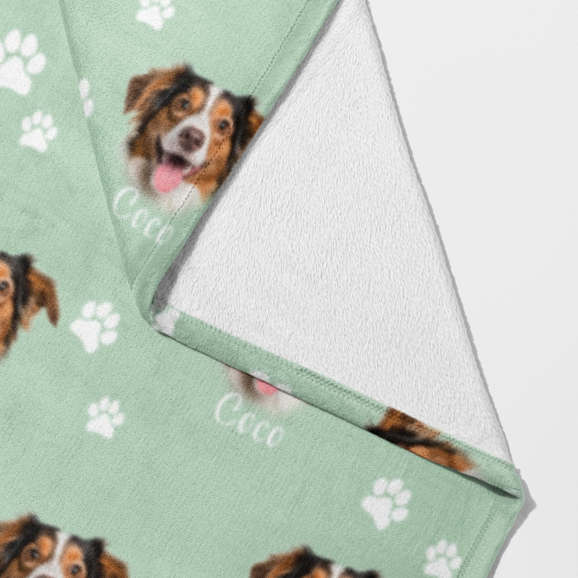 Custom Dog Pet Face Photo Blanket with Name – Personalized Christmas Gift for Pet Lovers