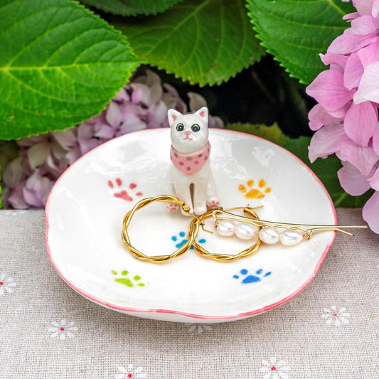 Handmade Pet Figurine Ceramic Jewelry Dish Wedding Memorial Christmas Gift For Pet Lovers
