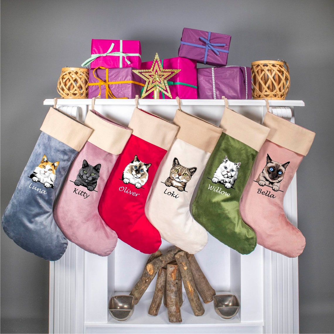 Personalized Embroidered Pet Dog Christmas Stocking with Name Gifts for Dog Owners Christmas Gift for Pet Lovers