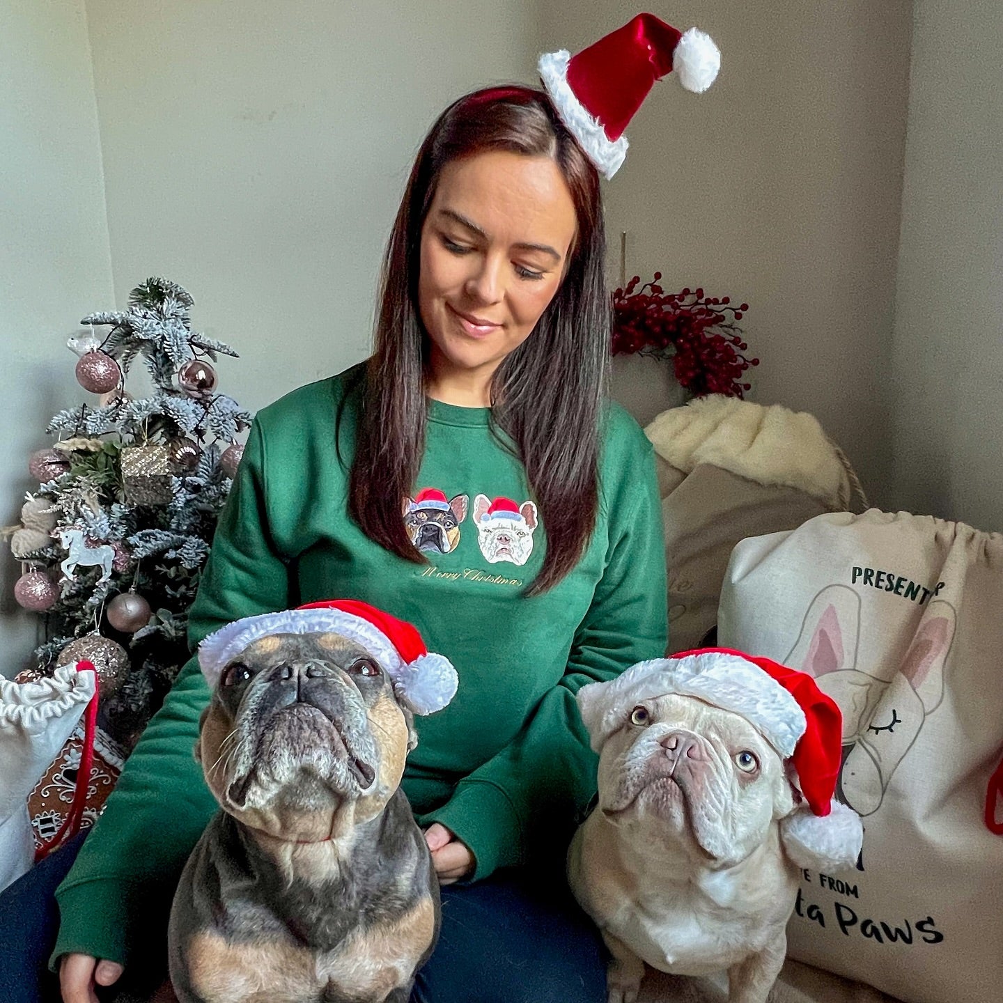 Custom Embroidered Pet Portrait Christmas Sweatshirt Hoodie Christmas Keepsake Gift for Dog & Cat Lovers