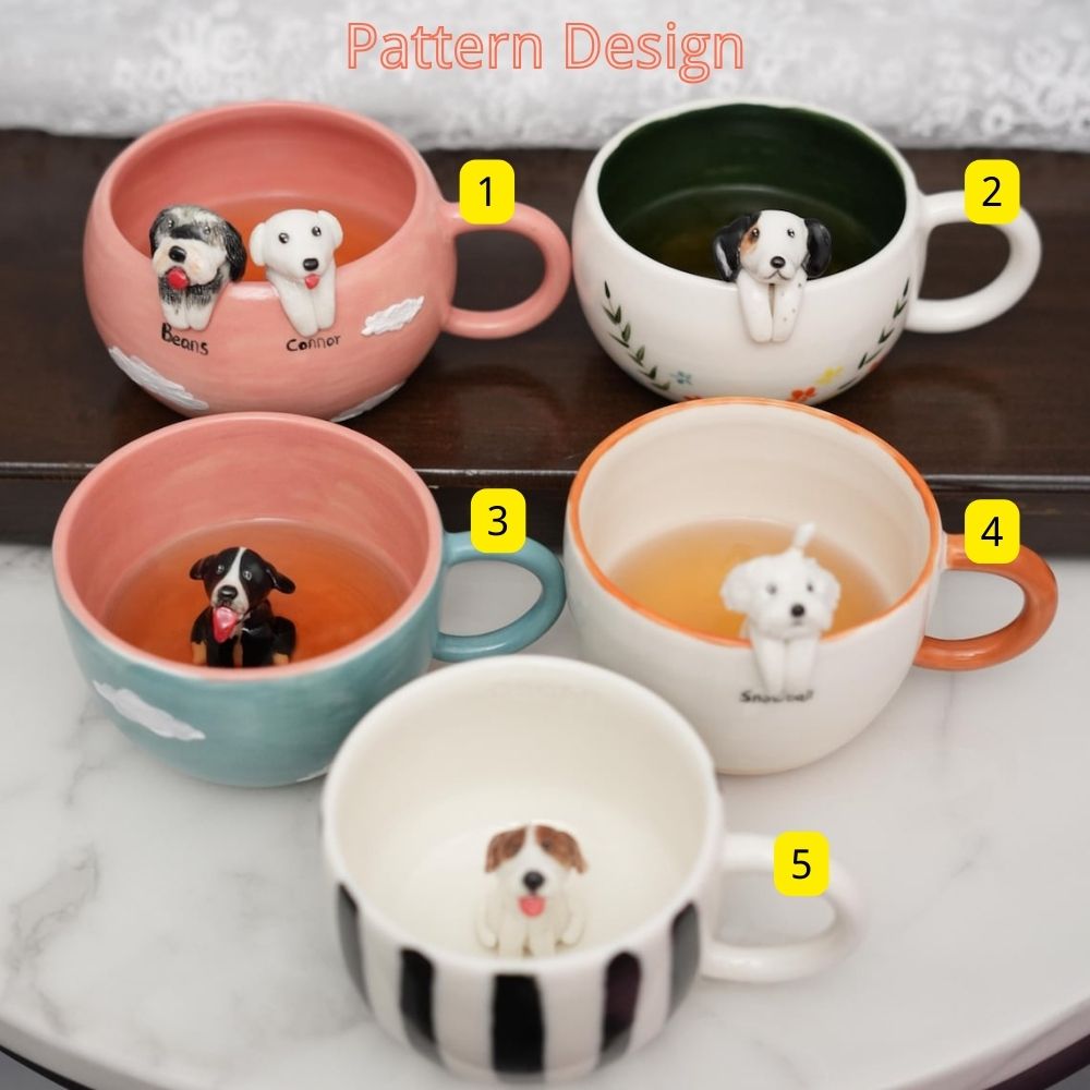 Custom Pet Figurine Mug with Name – Handmade Cat & Dog Ceramic Mug Christmas Keepsake Gift for Pet Lovers