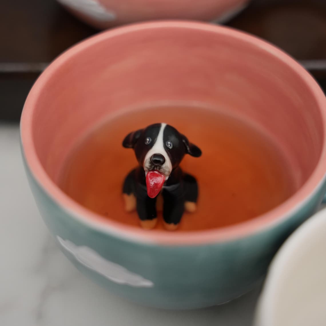 Custom Pet Figurine Mug with Name – Handmade Cat & Dog Ceramic Mug Christmas Keepsake Gift for Pet Lovers