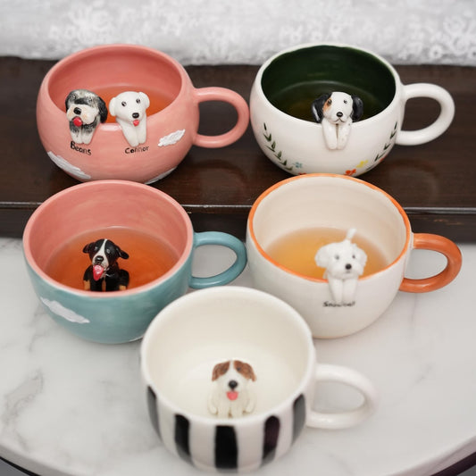 Custom Pet Figurine Mug with Name – Handmade Cat & Dog Ceramic Mug Christmas Keepsake Gift for Pet Lovers