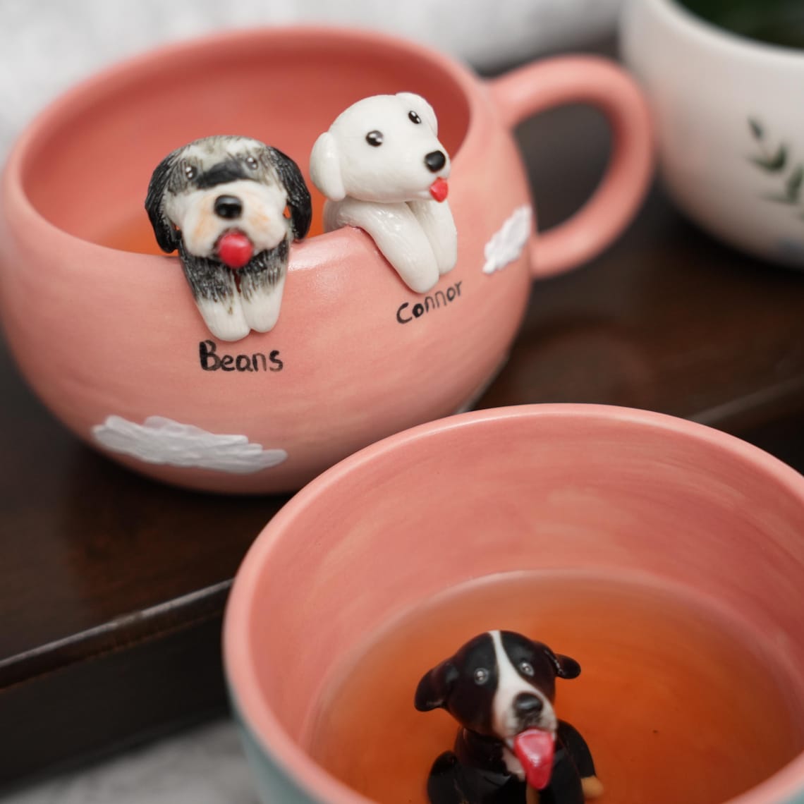 Custom Pet Figurine Mug with Name – Handmade Cat & Dog Ceramic Mug Christmas Keepsake Gift for Pet Lovers