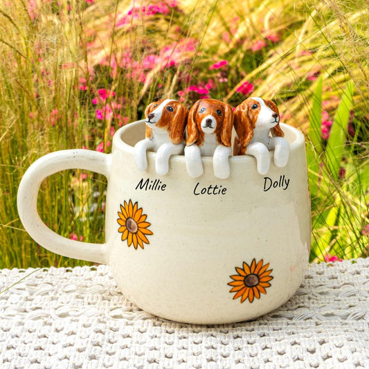 Custom Pet Figurine Mug with Name – Handmade Cat & Dog Ceramic Mug Christmas Keepsake Gift for Pet Lovers