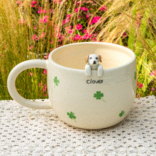 Custom Pet Figurine Mug with Name – Handmade Cat & Dog Ceramic Mug Christmas Keepsake Gift for Pet Lovers
