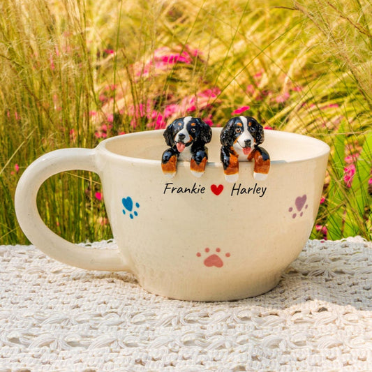 Custom Pet Figurine Mug with Name – Handmade Cat & Dog Ceramic Mug Christmas Keepsake Gift for Pet Lovers