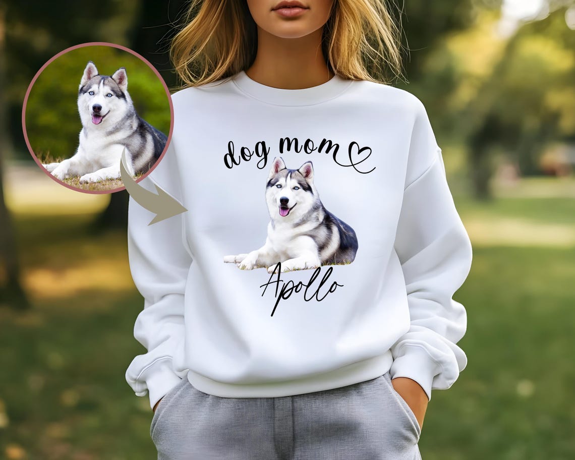 Personalized Dog Dad Sweatshirt Hoodie with Dog Portrait Photo and Name Keepsake Gift for Pet Lovers
