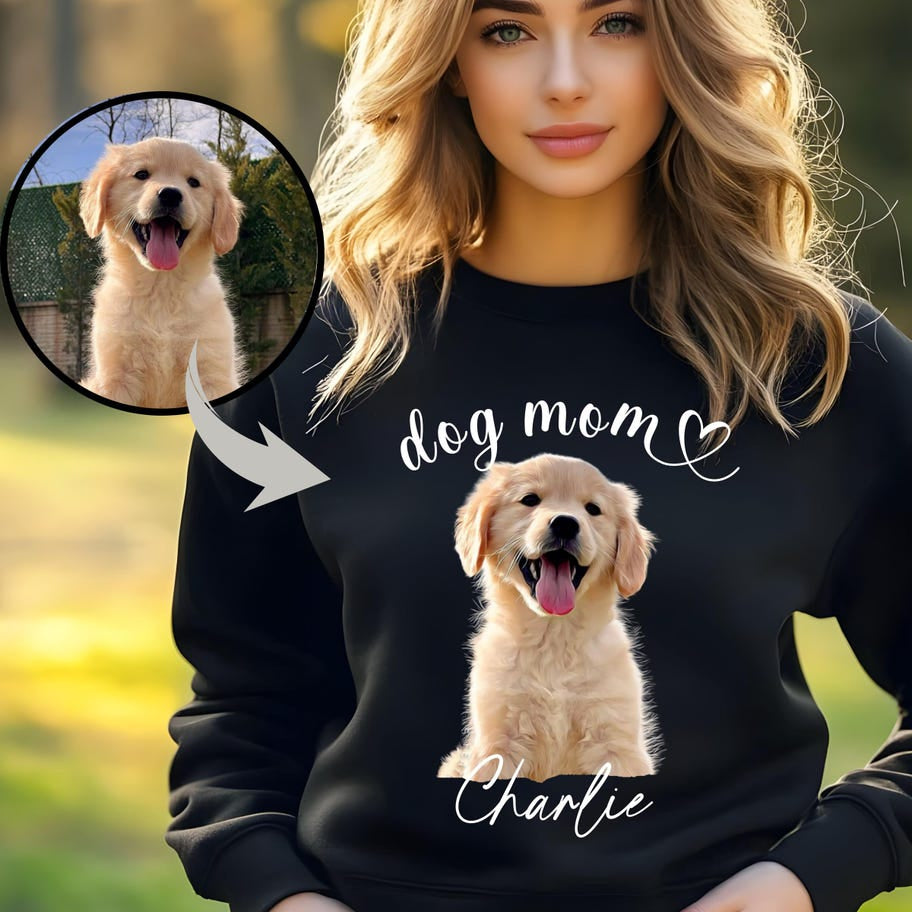 Personalized Dog Dad Sweatshirt Hoodie with Dog Portrait Photo and Name Keepsake Gift for Pet Lovers