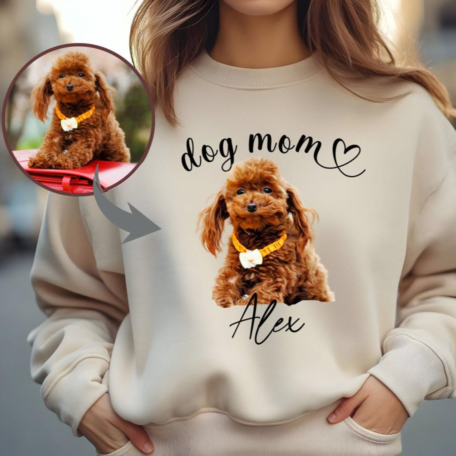 Personalized Dog Dad Sweatshirt Hoodie with Dog Portrait Photo and Name Keepsake Gift for Pet Lovers