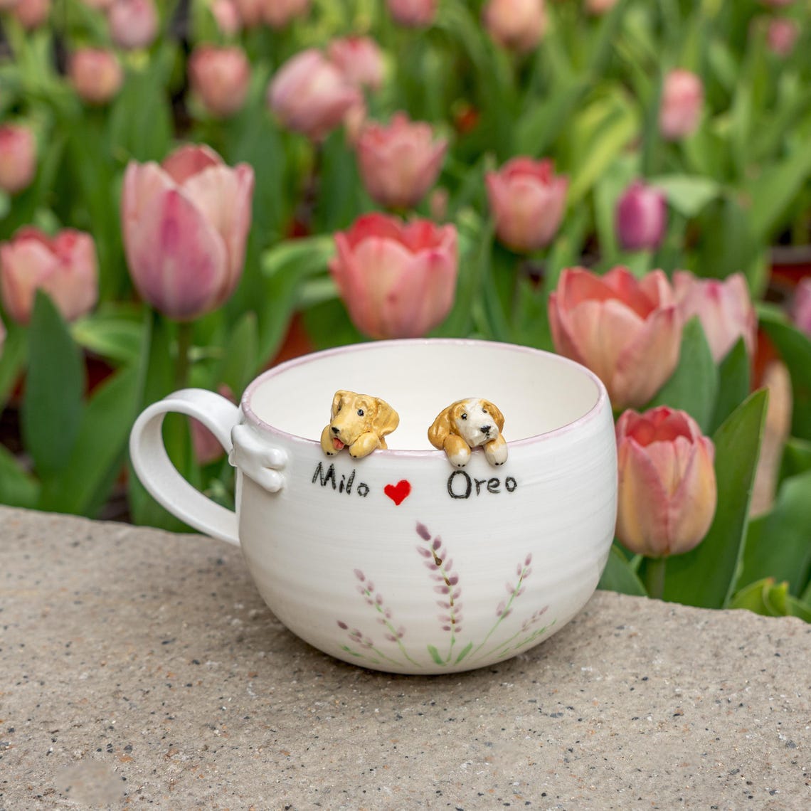Custom Pet Figurine Mug with Name – Handmade Cat & Dog Ceramic Mug Christmas Keepsake Gift for Pet Lovers