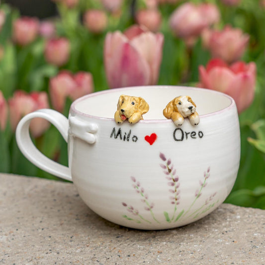 Custom Pet Figurine Mug with Name – Handmade Cat & Dog Ceramic Mug Christmas Keepsake Gift for Pet Lovers