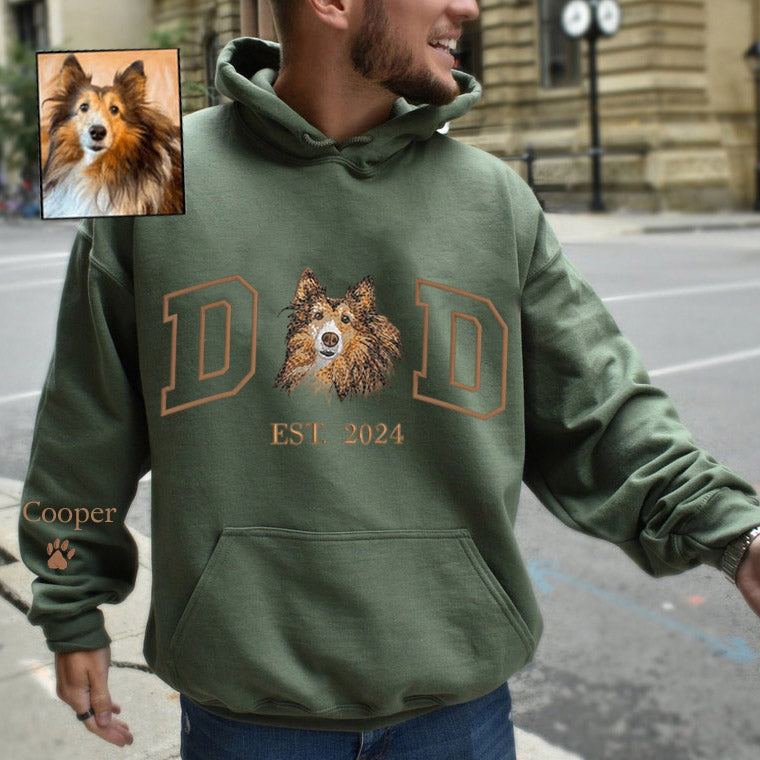 Cara de mascota bordada personalizada y nombre de mascota sudadera retrato de perro bordado cuello redondo regalo amante de las mascotas