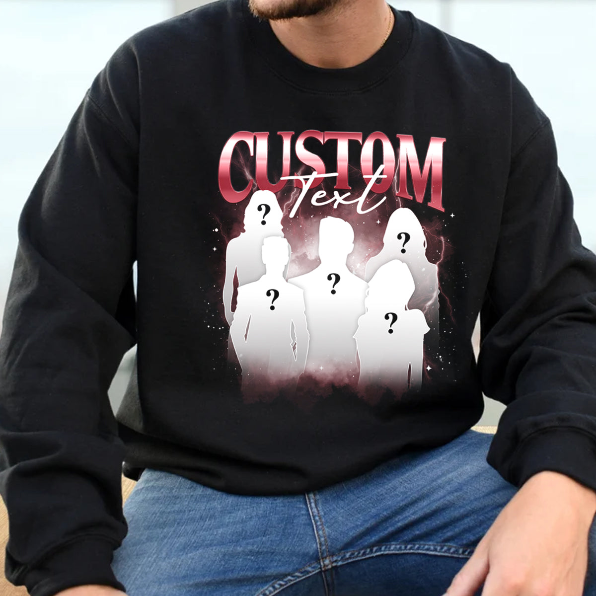 Personalisiertes Vintage Bootleg Sweatshirt, individuelles Foto-Rap-T-Shirt, Valentinstagsgeschenk für Sie/Ihn