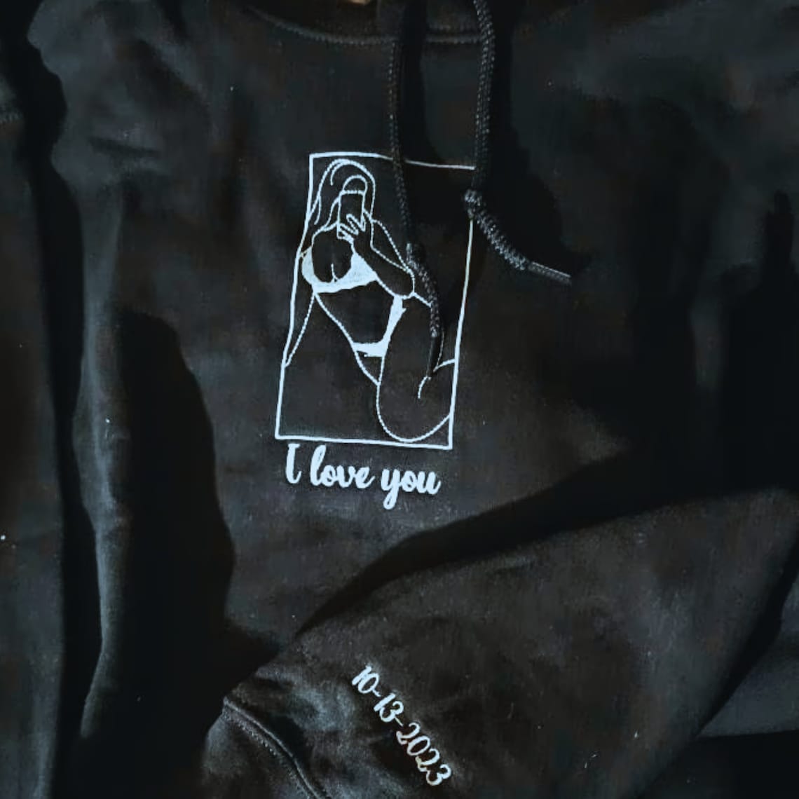 Benutzerdefinierte würzige bestickte Portrait Hoodie Crewneck Geschenk für Freund Ehemann