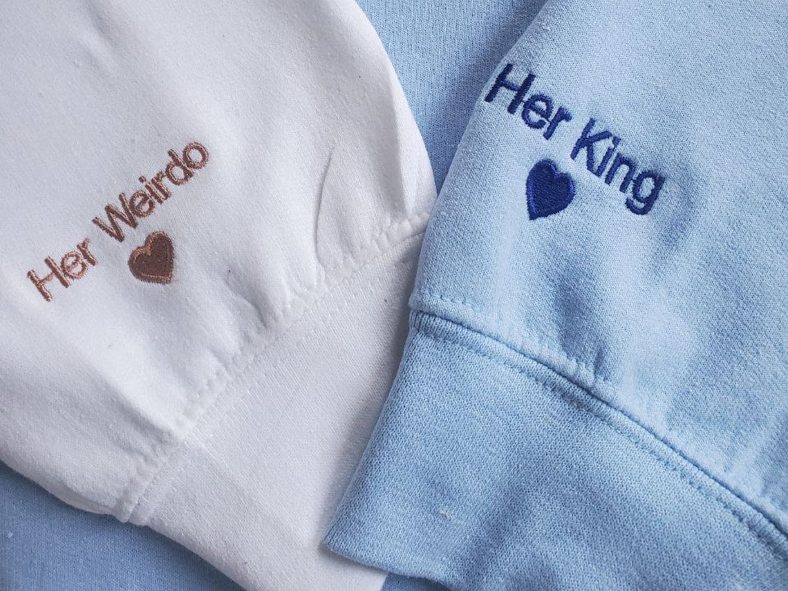 Benutzerdefinierte bestickte Paar Portrait Sweatshirt passende Hoodie Jahrestag Valentinstag Geschenke für Paare 