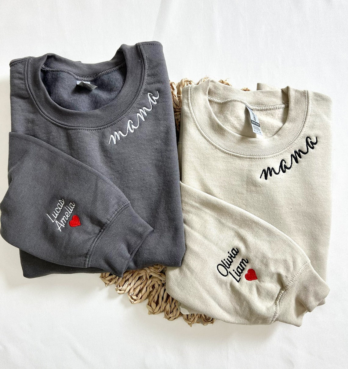 Sudadera bordada para mamá con los nombres de los niños en la manga: ideas de regalo para el Día de la Madre