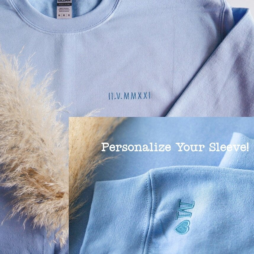 Personalisiertes, besticktes, passendes Kapuzenpullover mit römischen Ziffern, Valentinstags-Paargeschenke