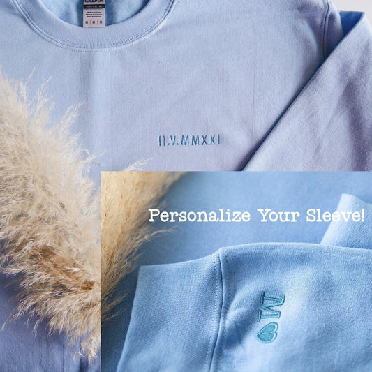 Personalisiertes, besticktes, passendes Kapuzenpullover mit römischen Ziffern, Valentinstags-Paargeschenke
