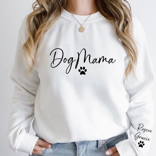 Sudadera personalizada para mamá perruna con nombres de mascotas en las mangas