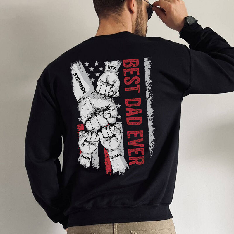 Benutzerdefiniertes Papa-Sweatshirt mit bestickten Ärmeln, personalisierter Papa Est 2023-Rundhalsausschnitt