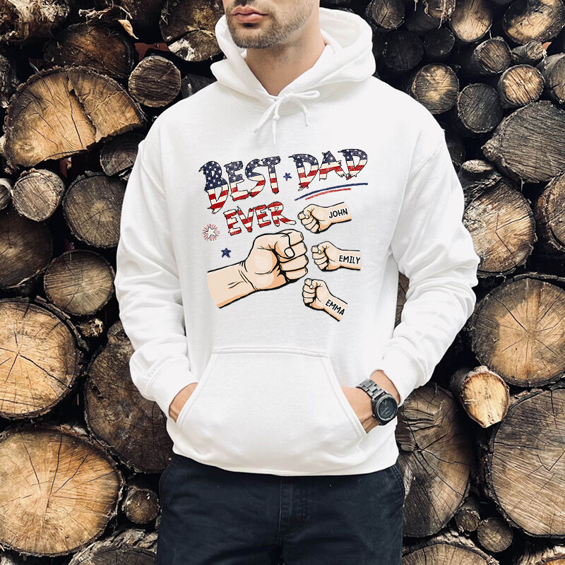 Benutzerdefiniertes Papa-Sweatshirt mit bestickten Ärmeln, personalisierter Papa Est 2023-Rundhalsausschnitt
