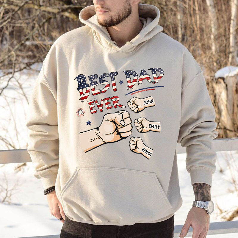 Benutzerdefiniertes Papa-Sweatshirt mit bestickten Ärmeln, personalisierter Papa Est 2023-Rundhalsausschnitt