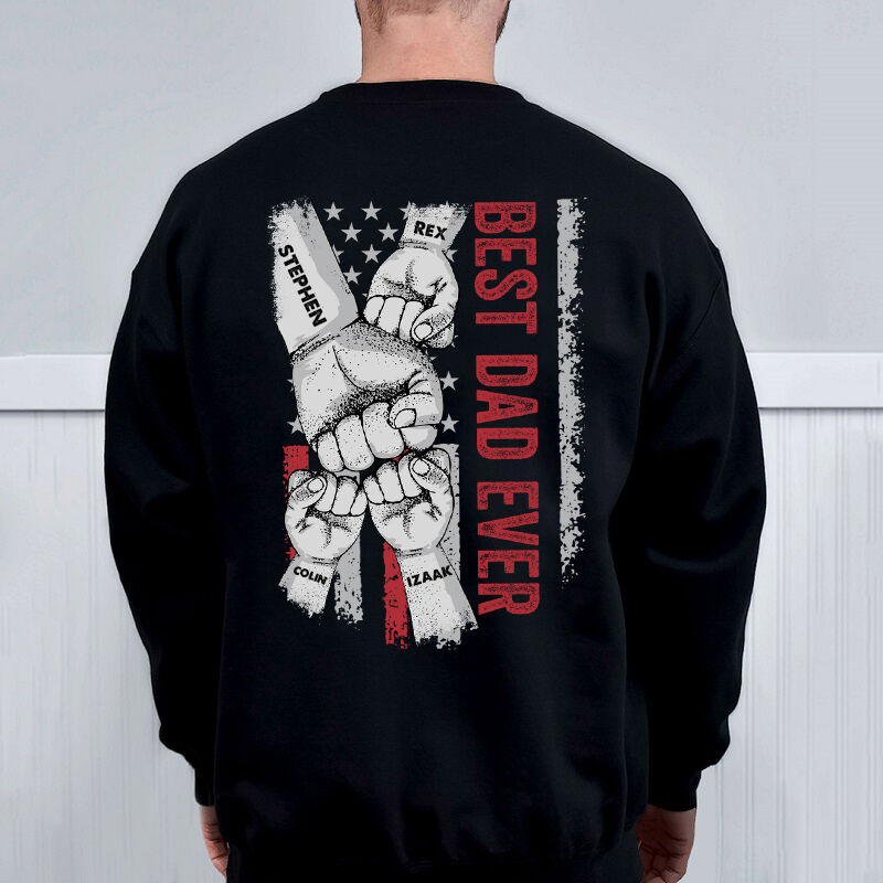 Benutzerdefiniertes Papa-Sweatshirt mit bestickten Ärmeln, personalisierter Papa Est 2023-Rundhalsausschnitt