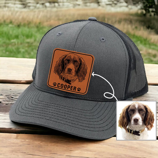 Personalisiertes HaustierPortrait Leder Patch Mütze Baseballmütze für Tierliebhaber