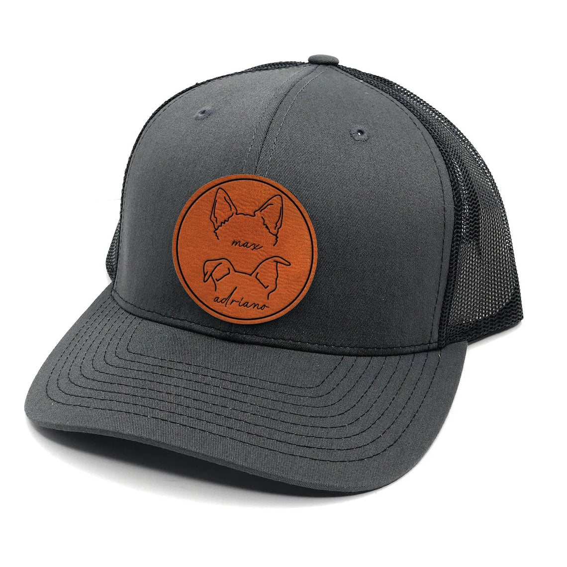 Personalisierte Haustier Ohren Lineart Leder Patch Hut Baseball-Cap für Tierliebhaber
