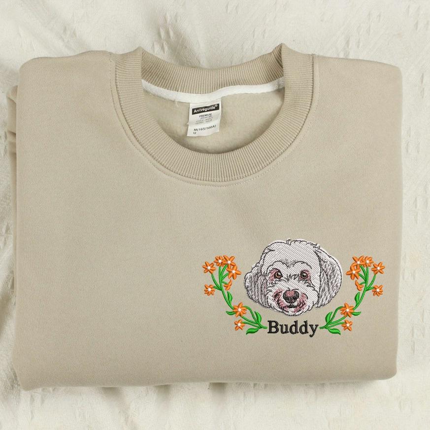 Sudadera con capucha y corona con retrato y nombre de mascota bordados, regalo de Navidad para amantes de las mascotas