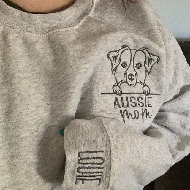 Sudadera con capucha bordada para mamá de perro con retrato de mascota y nombres de mascotas, regalo para amantes de las mascotas